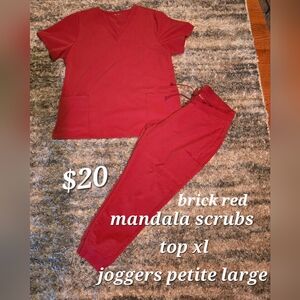 Mandala Women's Brick Red Scrubs Set